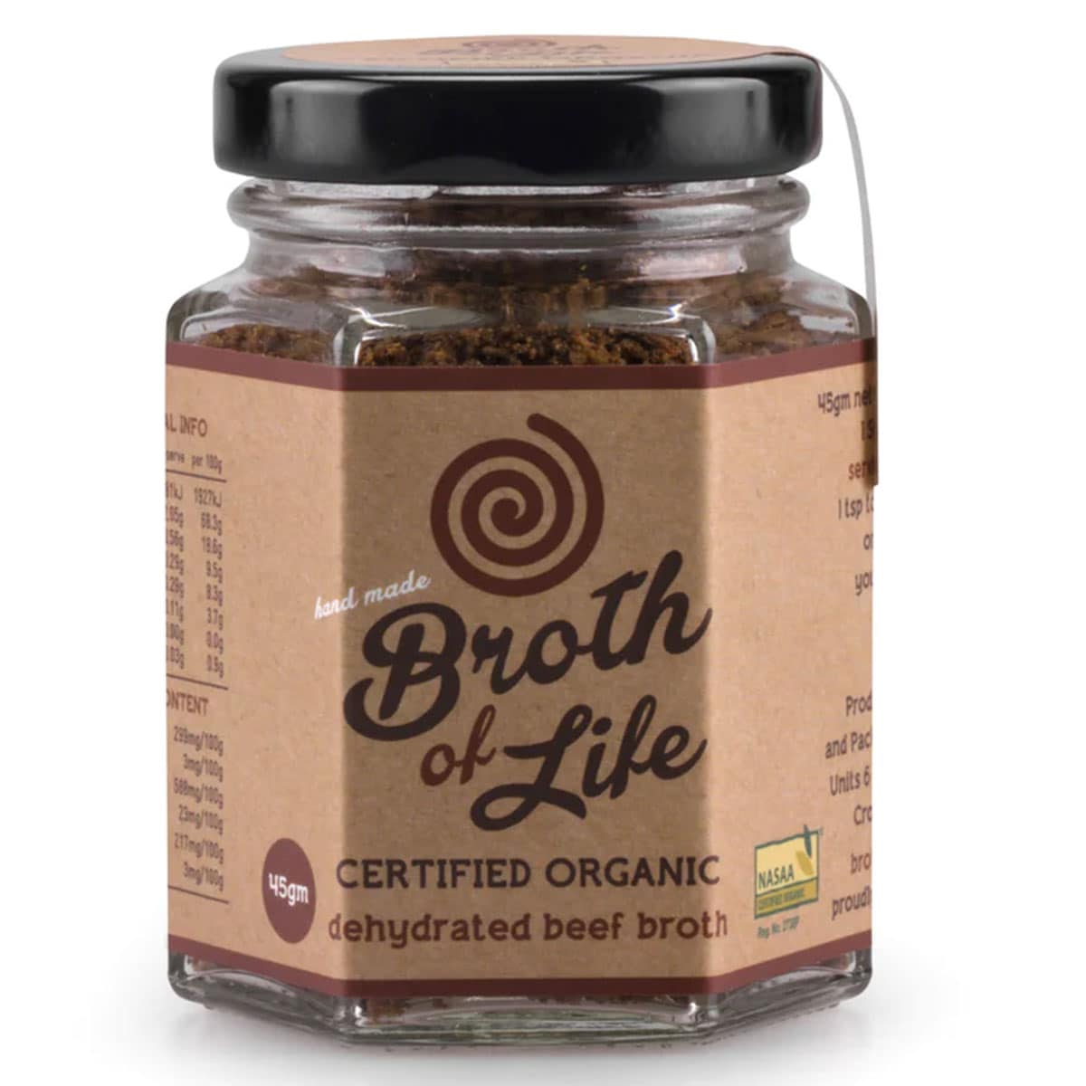Broth Of Life BROTH OF LIFE ORGANIC DEHYDRATED BEEF BROTH JAR 45G SELL THROUGH