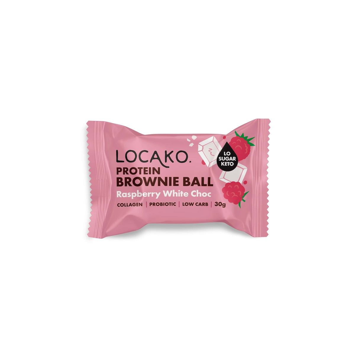 Locako Locako Protein Brownie Ball Raspberry White Chocolate 30g x 10 Display