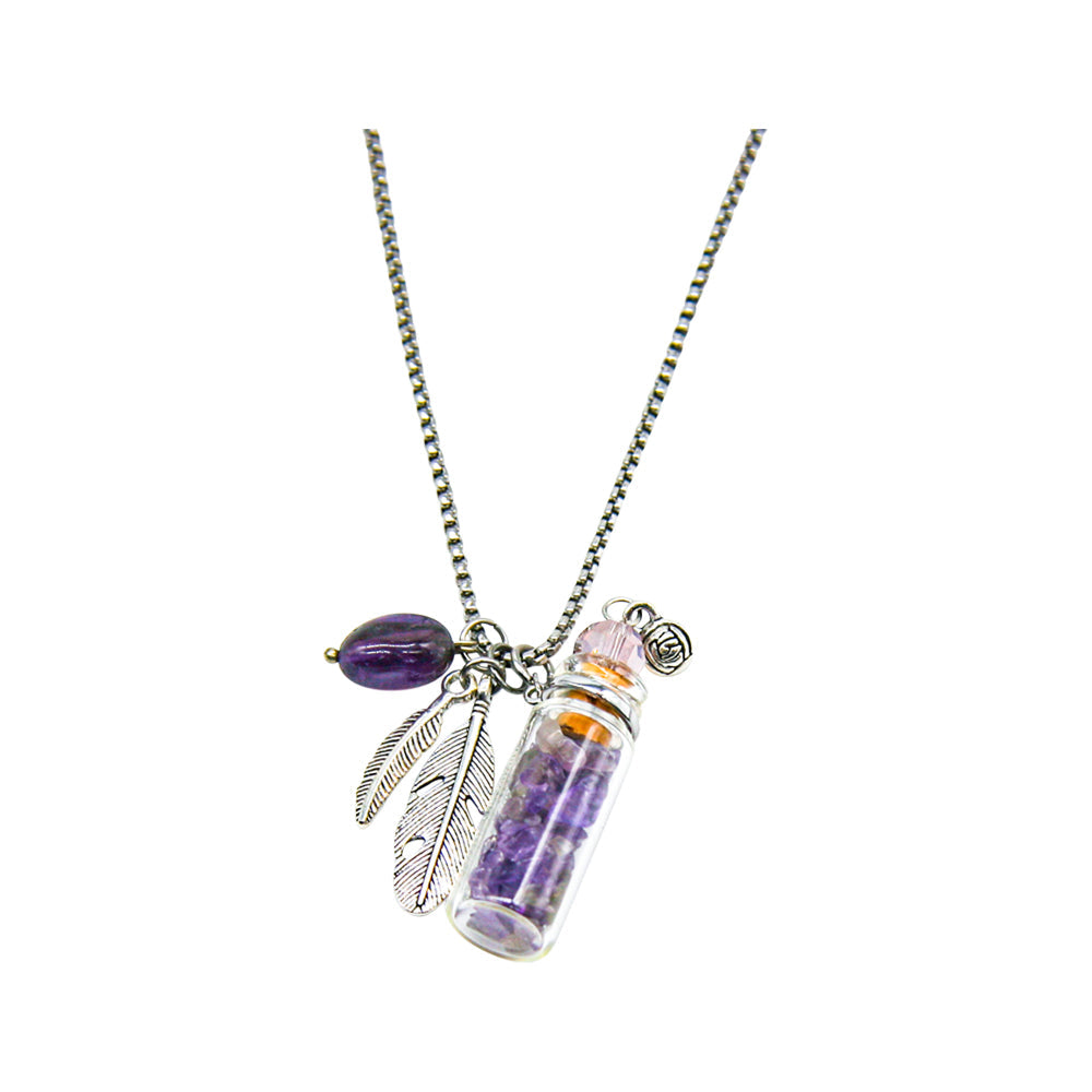 Amrita Court Aroma Necklace Crystal Bottle Amethyst + Purify Essential Oil 10ml Pk SELL THROUGH