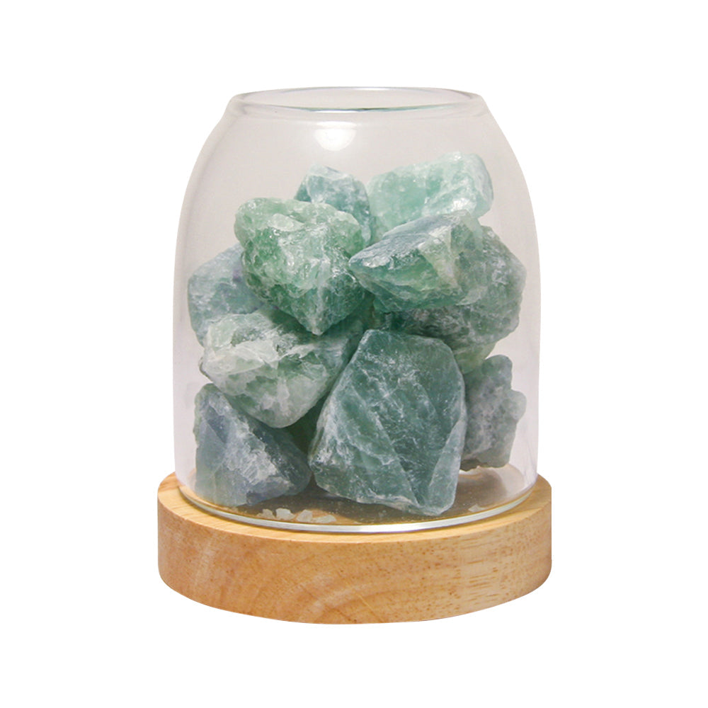 Amrita Court Aurora Crystal Diffuser Wooden Base with Light Green Calcite