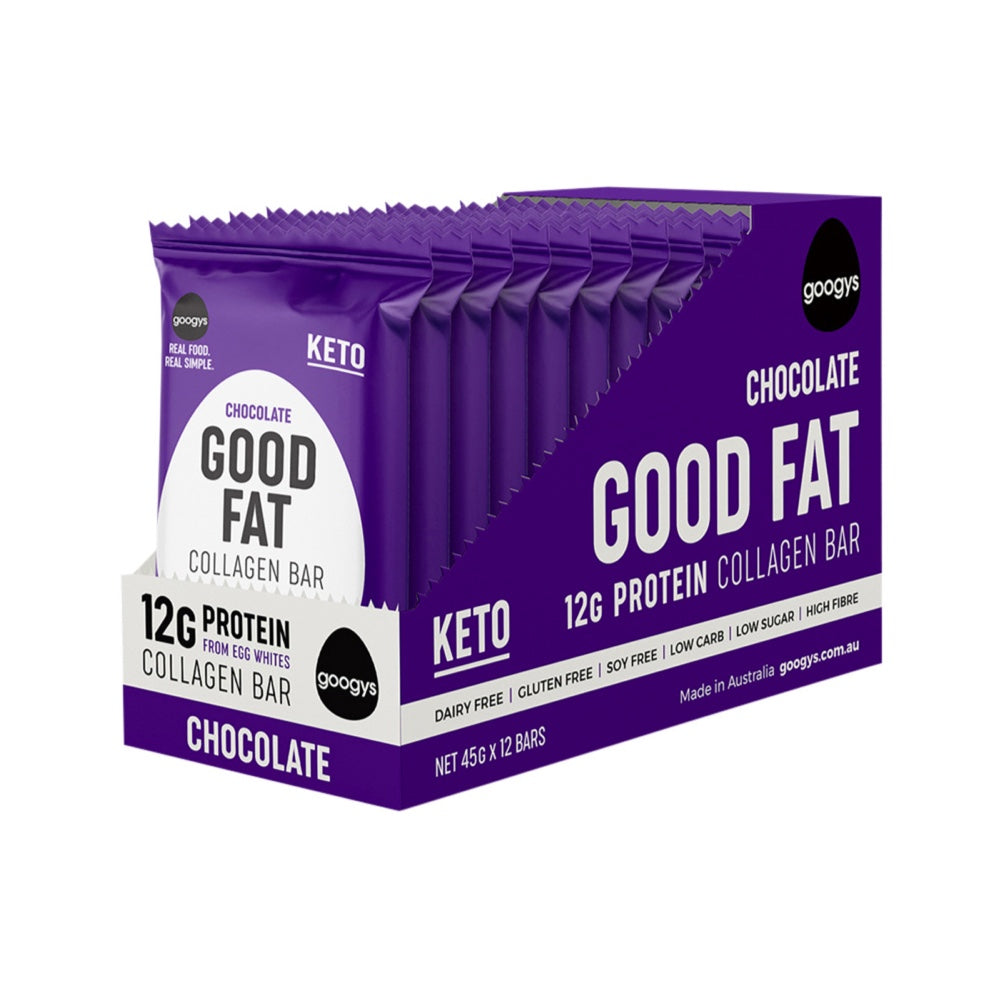 Googys Googys Good Fat Collagen Bar Chocolate 45g x 12 Display