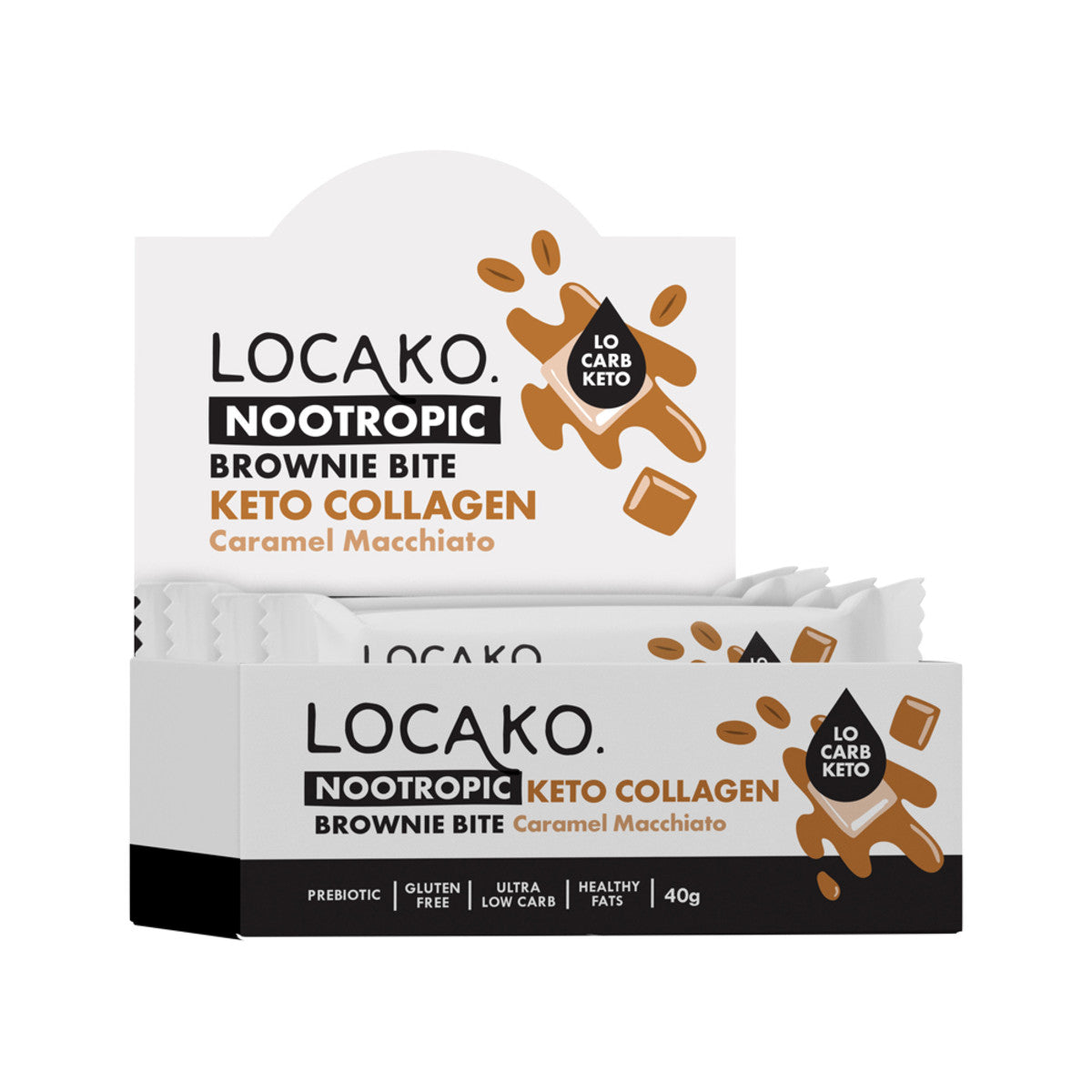 Locako Locako Keto Collagen Brownie Bite (Nootropic) Caramel Macchiato 40g x 15 Display