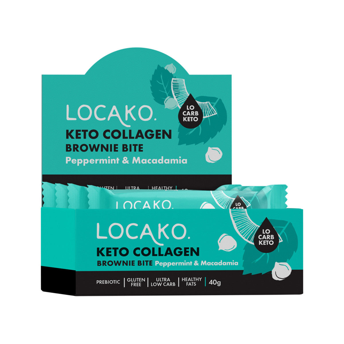 Locako Locako Keto Collagen Brownie Bite Peppermint & Macadamia 40g x 15 Display
