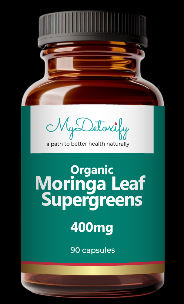 MYDETOXIFY ORGANIC MORINGA LEAF SUPERGREENS 400MG 90C