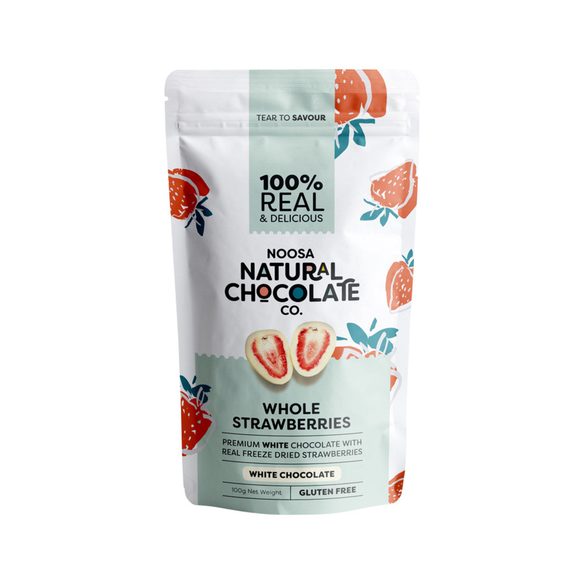 Noosa Noosa Natural Chocolate Co. White Chocolate Whole Strawberries 100g