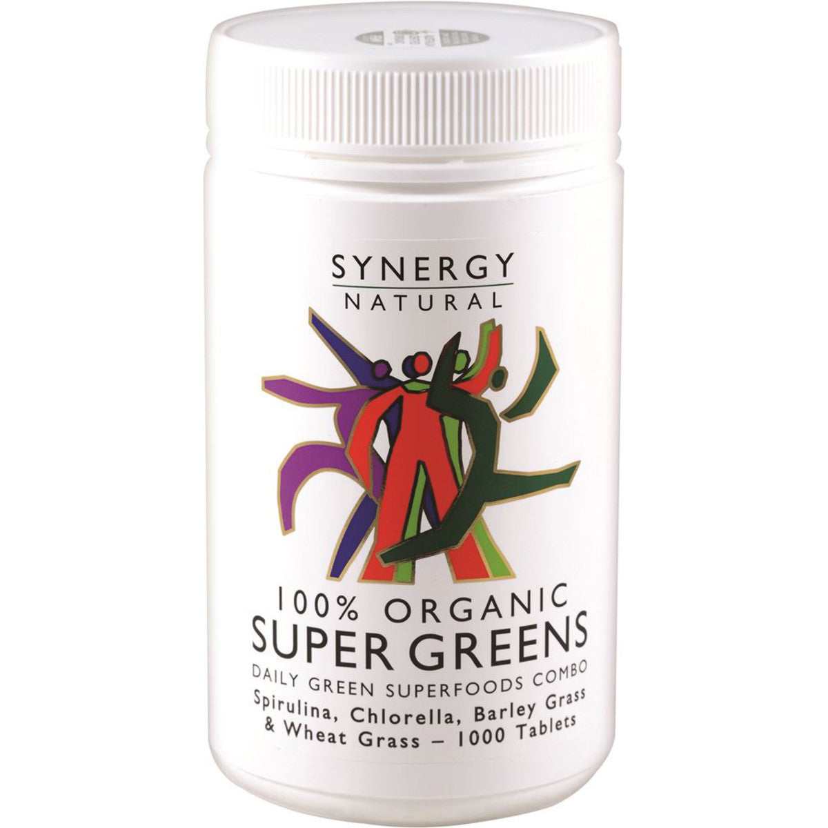 Synergy Natural Synergy Natural Organic Super Greens (Spirulina Chlorella Barley Grass & Wheat Grass) 1000t