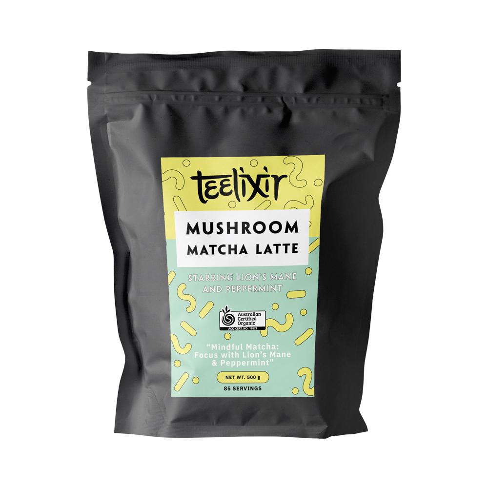 TEELIXIR ORGANIC MUSHROOM MATCHA LATTE (STARRING LIONS MANE AND PEPPERMINT) 500G