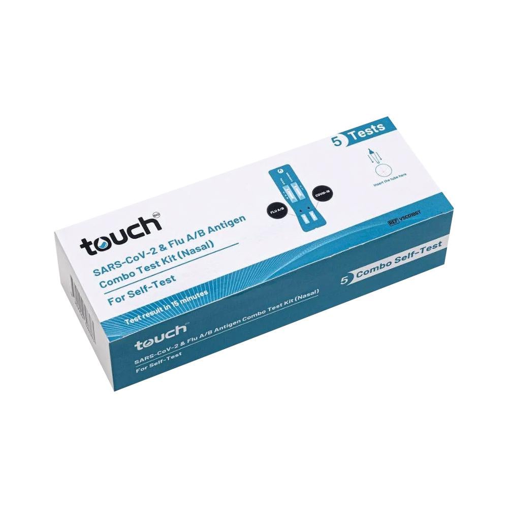 TOUCH BIO SELF TEST KIT - SARS COMBO RAT SARS-COV-2 & FLU A/B (NASAL) x 5 TESTS