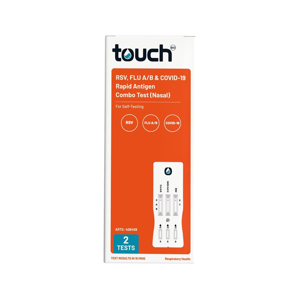 TOUCH BIO SELF TEST KIT - RSV TRIPLE RAT RSV FLU A/B COVID19 (NASAL) X 2 TESTS