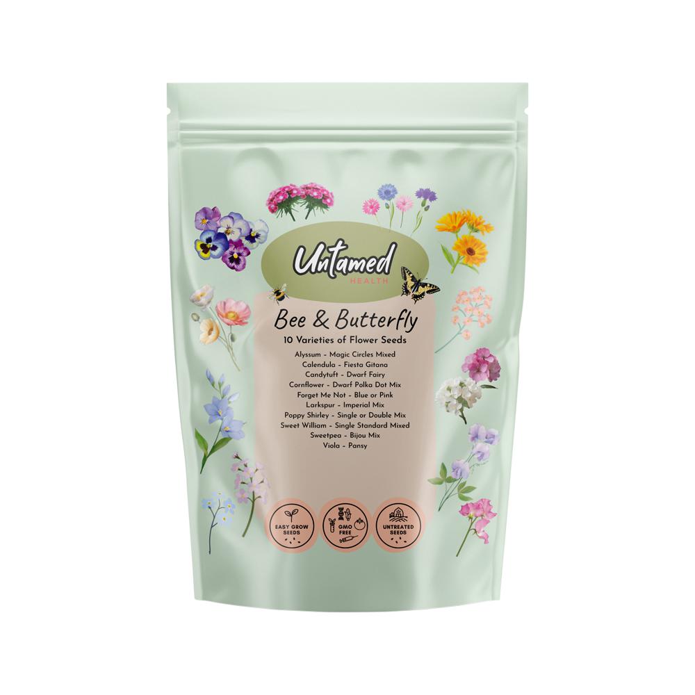 UNTAMED HEALTH FLOWER SEEDS BEE & BUTTERFLY X 10 SEED VARIETIES