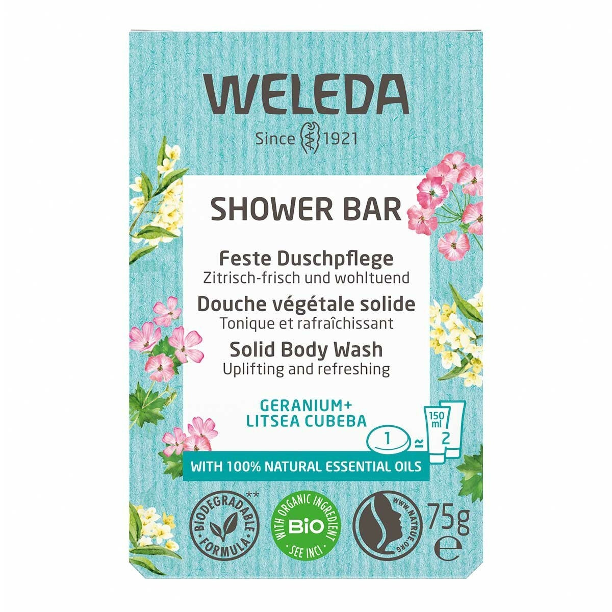 Weleda Shower Bar Geranium + Litsea Cubeba