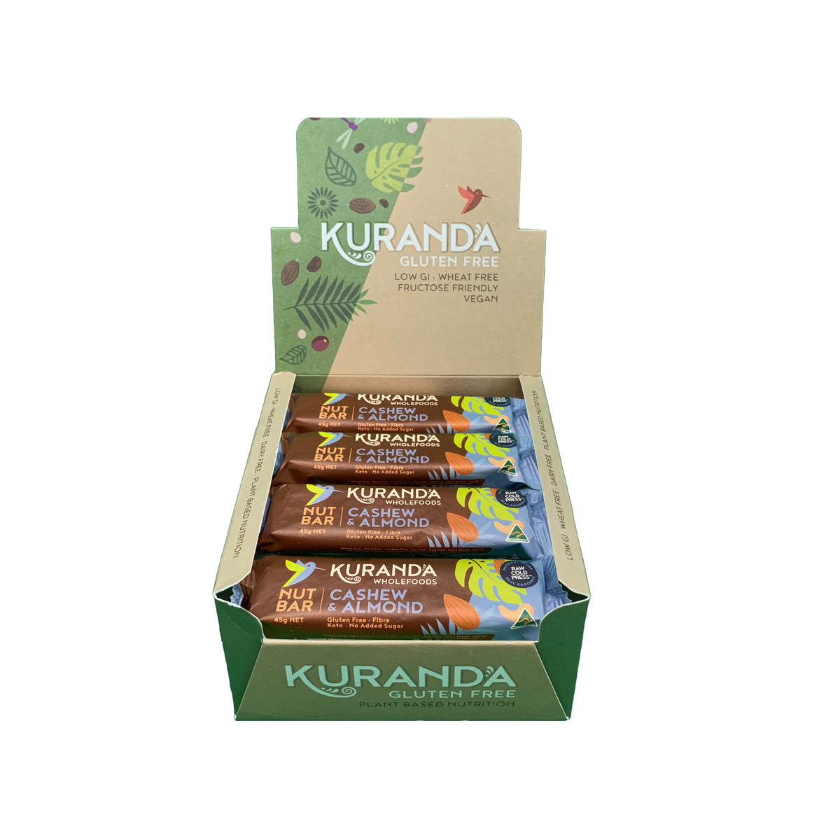 Kuranda Wholefoods Kuranda Wholefoods Gluten Free Nut Bars Cashew & Almond 45g x 16 Display