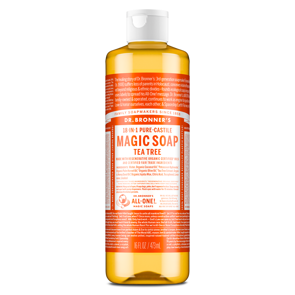 Dr Bronners DR. BRONNERS PURE-CASTILE MAGIC SOAP LIQUID (18-IN-1) TEA TREE 473ML