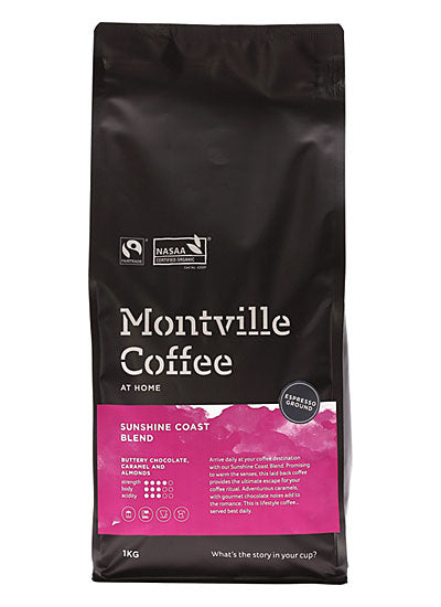 Montville Coffee Montville Coffee Organic Sunshine Coast Blend Espresso Ground 1kg