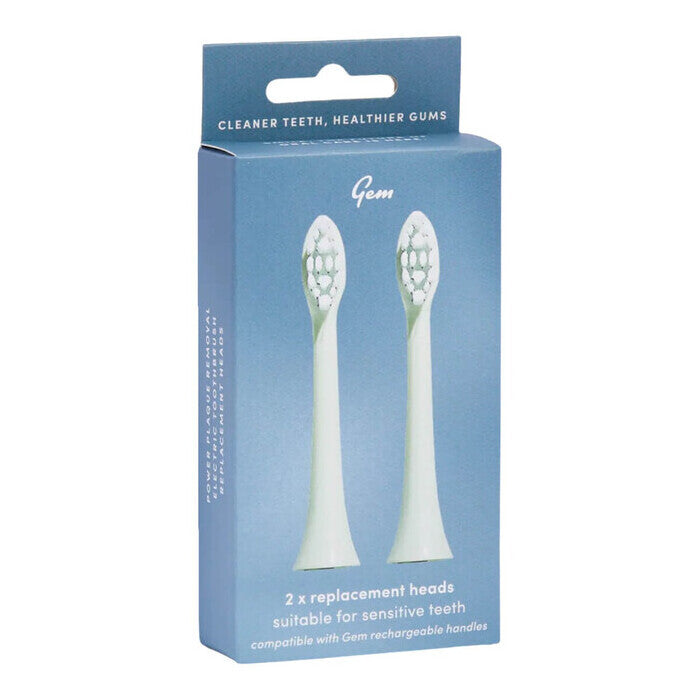 Gem Gem Electric Toothbrush Replacement Heads Mint Green x 2 Pack