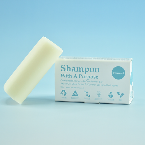 Shampoo with purpose SHAMPOO WITH A PURPOSE COMBINED SHAMPOO & CONDITIONER BAR UNSCENTED 135G