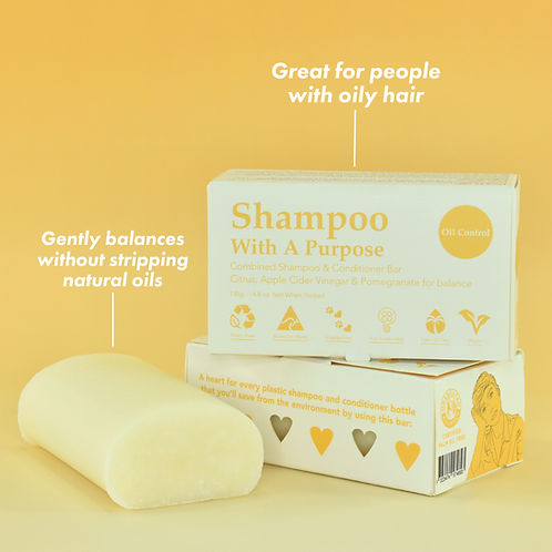 Shampoo with purpose SHAMPOO WITH A PURPOSE COMBINED SHAMPOO & CONDITIONER BAR OIL CONTROL 135G