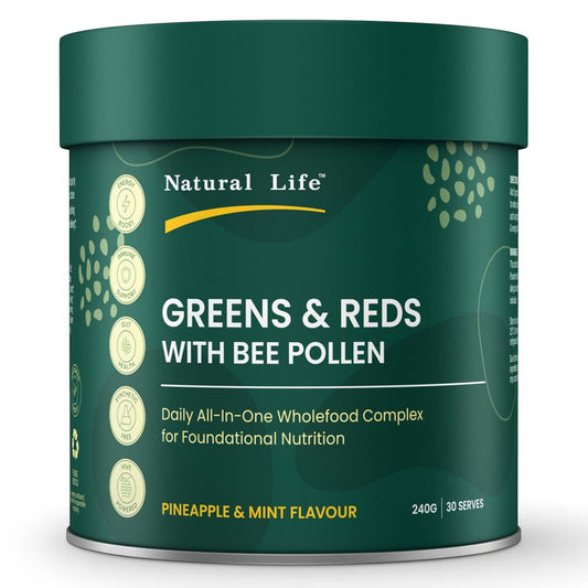 Natural Life NATURAL LIFE GREENS & REDS WITH BEE POLLEN PINEAPPLE MINT 240G