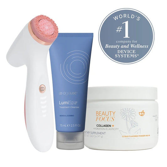 ageLOC® LumiSpa® iO (Rose Gold) & Beauty Focus® Collagen+ Better Together Kit - Normal/Combo