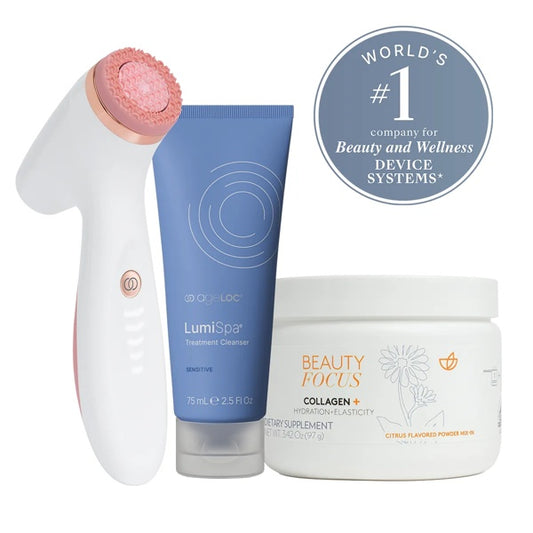 ageLOC® LumiSpa® iO (Rose Gold) & Beauty Focus® Collagen+ Better Together Kit - Sensitive