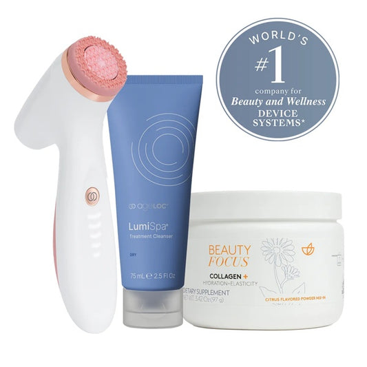 ageLOC® LumiSpa® iO (Rose Gold) & Beauty Focus® Collagen+ Better Together Kit - Dry