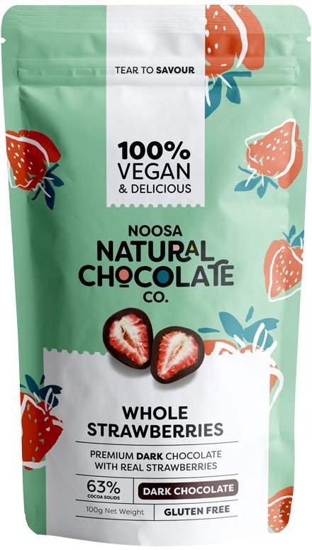 Noosa Noosa Natural Chocolate Co. Dark Chocolate Whole Strawberries 100g
