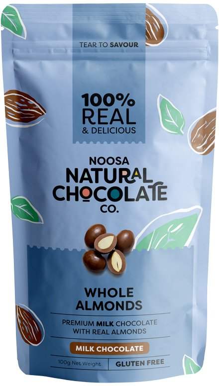 Noosa Noosa Natural Chocolate Co. Milk Chocolate Whole Almonds 100g