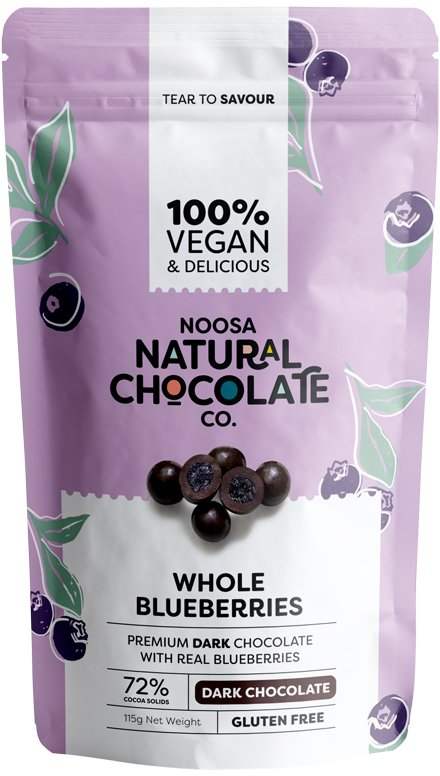 Noosa Noosa Natural Chocolate Co. Dark Chocolate Whole Blueberries 115g