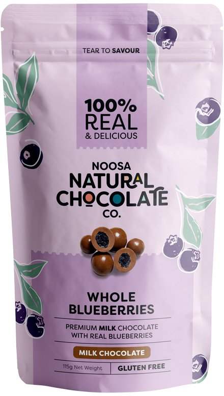 Noosa Noosa Natural Chocolate Co. Milk Chocolate Whole Blueberries 115g