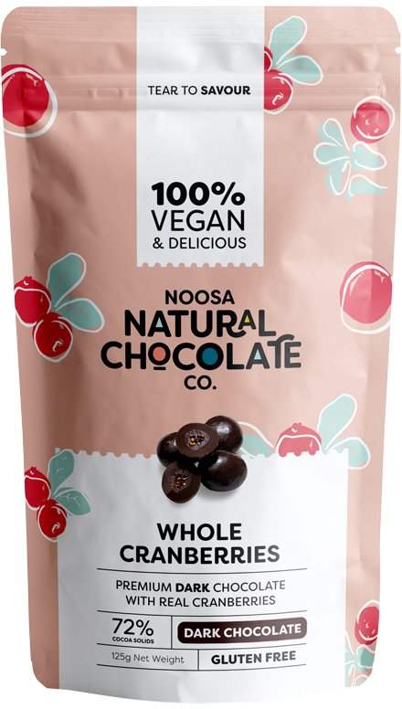 Noosa Noosa Natural Chocolate Co. Dark Chocolate Whole Cranberries 125g
