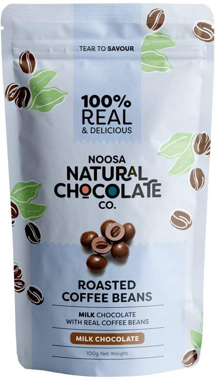 Noosa Noosa Natural Chocolate Co. Milk Chocolate Roasted Coffee Beans 100g