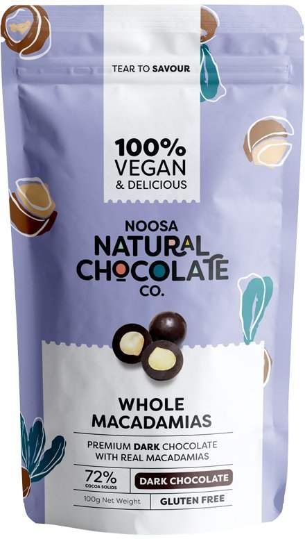 Noosa Noosa Natural Chocolate Co. Dark Chocolate Whole Macadamias 100g