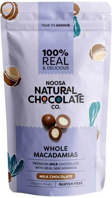 Noosa Noosa Natural Chocolate Co. Milk Chocolate Whole Macadamias 100g