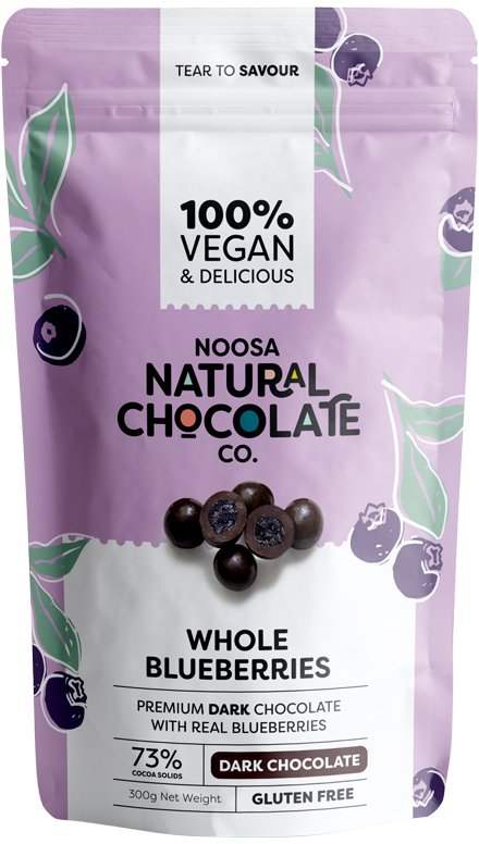 Noosa Noosa Natural Chocolate Co. Dark Chocolate Whole Blueberries 300g