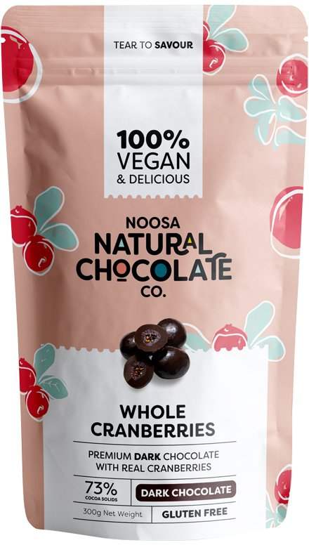 Noosa Noosa Natural Chocolate Co. Dark Chocolate Whole Cranberries 300g
