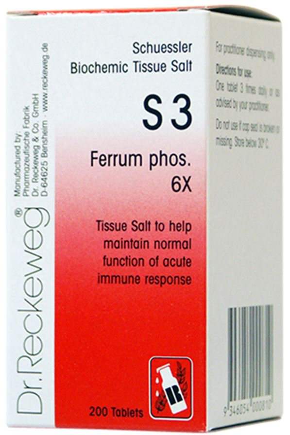 Dr Reckeweg Dr. Reckeweg Schuessler BioChemic Tissue Salt S3 (Ferrum phos. 6X) 200t