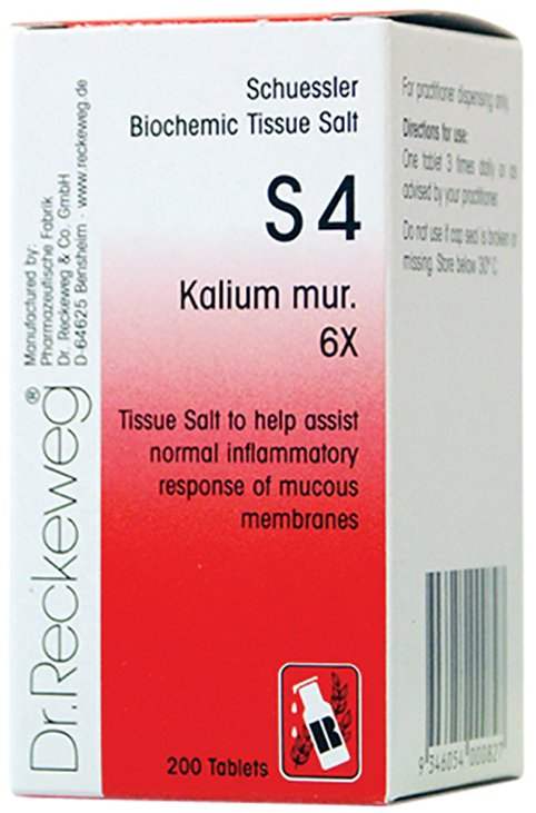 Dr Reckeweg Dr. Reckeweg Schuessler BioChemic Tissue Salt S4 (Kalium mur. 6X) 200t