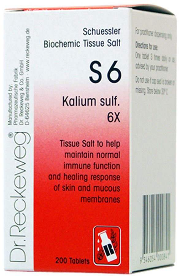Dr Reckeweg Dr. Reckeweg Schuessler BioChemic Tissue Salt S6 (Kalium sulph. 6X) 200t