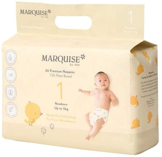 Marquise Marquise Premium Nappies (73% Plant Based) Newborn Size 1 (Up to 5kg) x 26 Pack