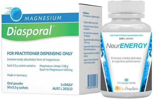 Magnesium Diasporal BIOPRACTICA BRAIN COMBO PACK (CONTAINS: MAGNESIUM DIASPORAL 5.5G X 50 SACHETS + NEURENERGY 60T)