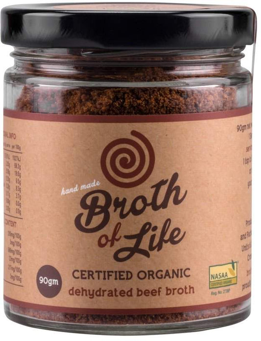 Broth Of Life BROTH OF LIFE ORGANIC DEHYDRATED BEEF BROTH JAR 90G SELL THROUGH