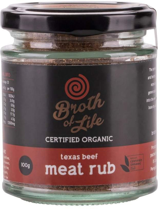Broth Of Life BROTH OF LIFE ORGANIC MEAT RUB TEXAS BEEF 100G CH2 REDUNDANT