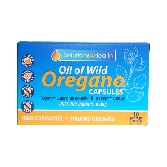 SOLUTIONS 4 HEALTH ORGANIC OIL OF WILD OREGANO CAPSULES 10VC