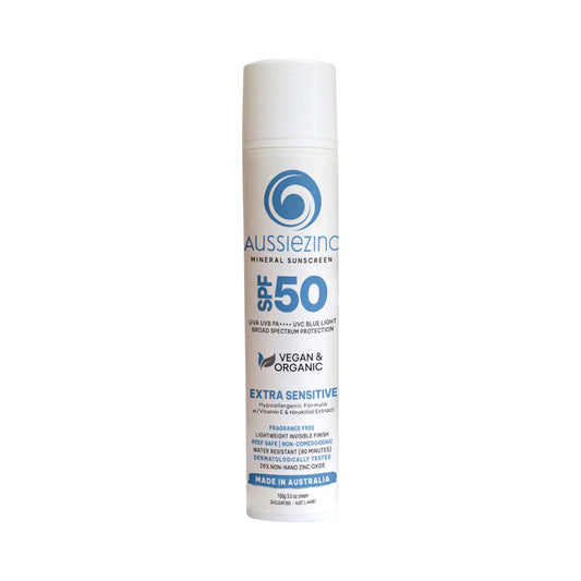 AUSSIEZINC MINERAL SUNSCREEN EXTRA SENSITIVE SPF50 FRAGRANCE FREE 100G
