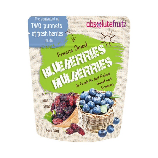 ABSOLUTEFRUITZ FREEZE DRIED BLUEBERRIES MULBERRIES 30G