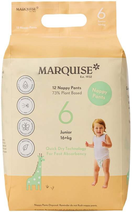 Marquise MARQUISE NAPPY PANTS JUNIOR SIZE 6 16 PLUS KG X 12 PACK