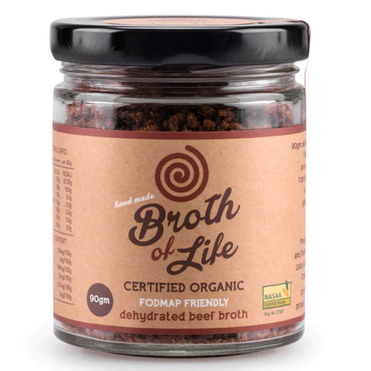 Broth Of Life BROTH OF LIFE ORGANIC DEHYDRATED BEEF BROTH FODMAP FRIENDLY 90G SELL THROUGH