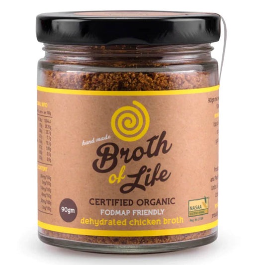 Broth Of Life BROTH OF LIFE ORGANIC DEHYDRATED CHICKEN BROTH FODMAP FRIENDLY 90G SELL THROUGH