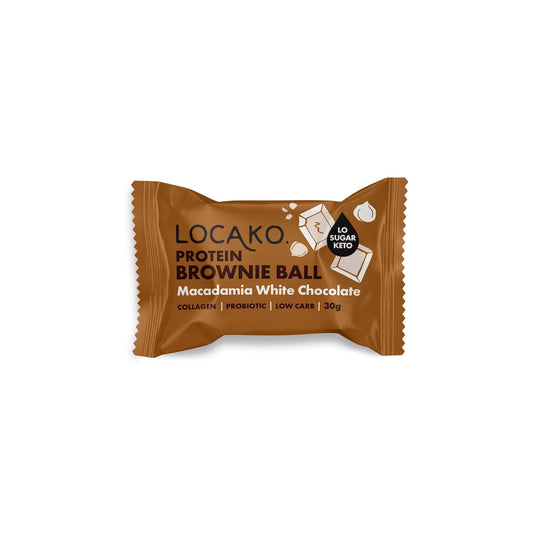 Locako Locako Protein Brownie Ball Macadamia White Chocolate 30g x 10 Display