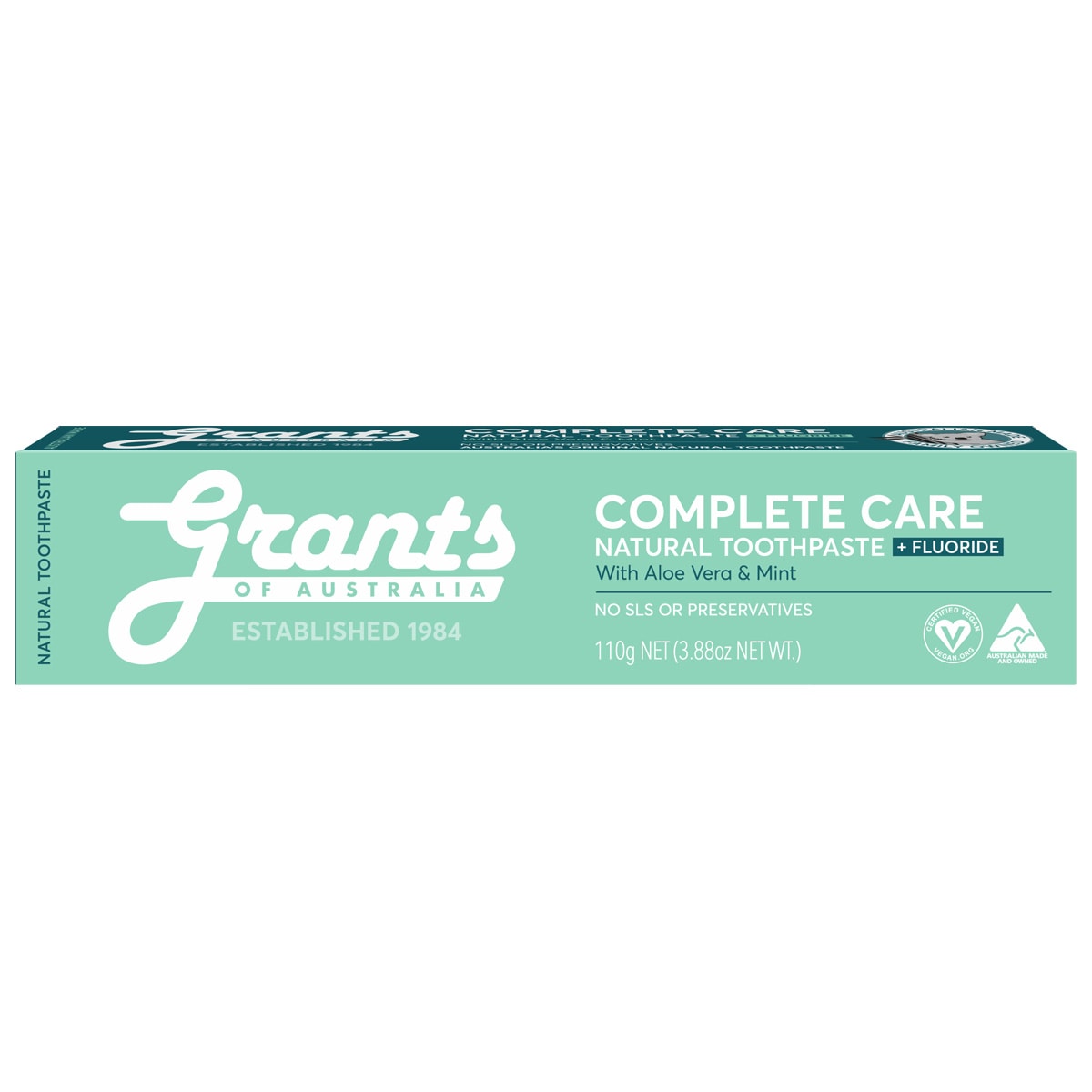 Grants Grants Of Australia Natural Toothpaste Complete Care + Fluoride with Aloe Vera & Mint 110g